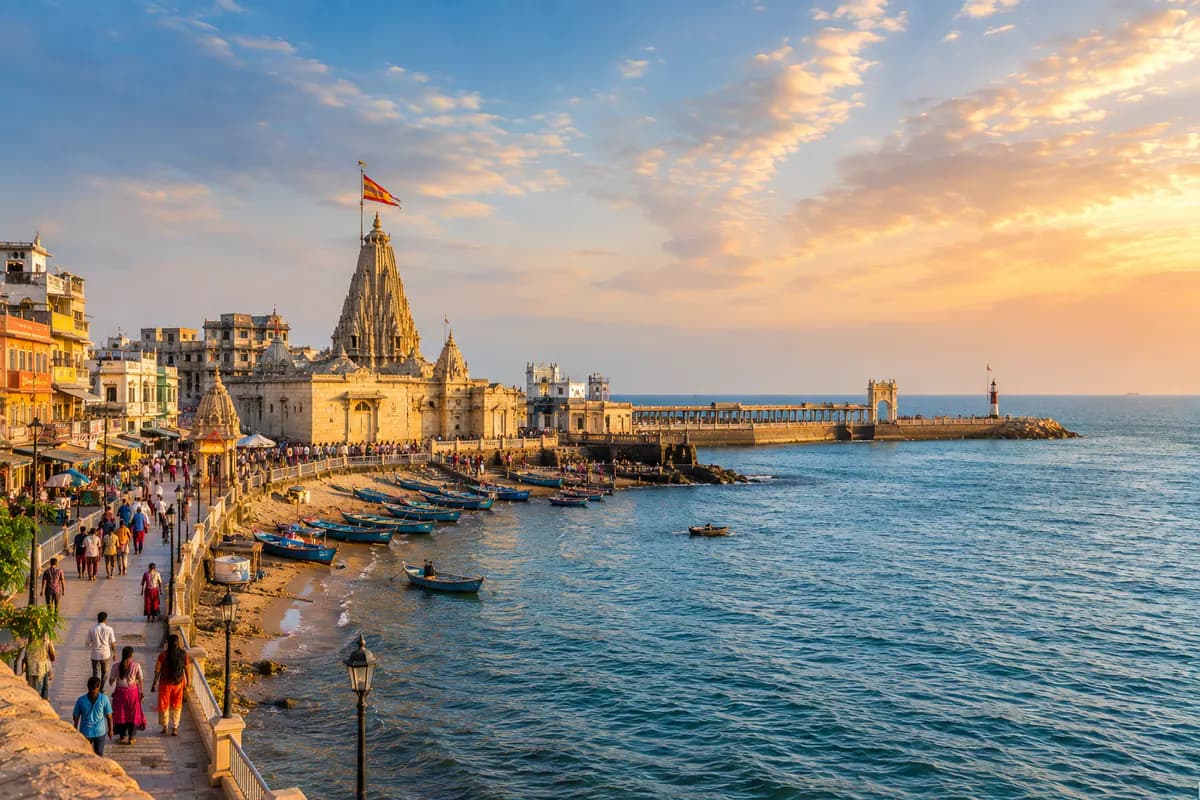 Dwarka coastal temple area beside the Arabian Sea