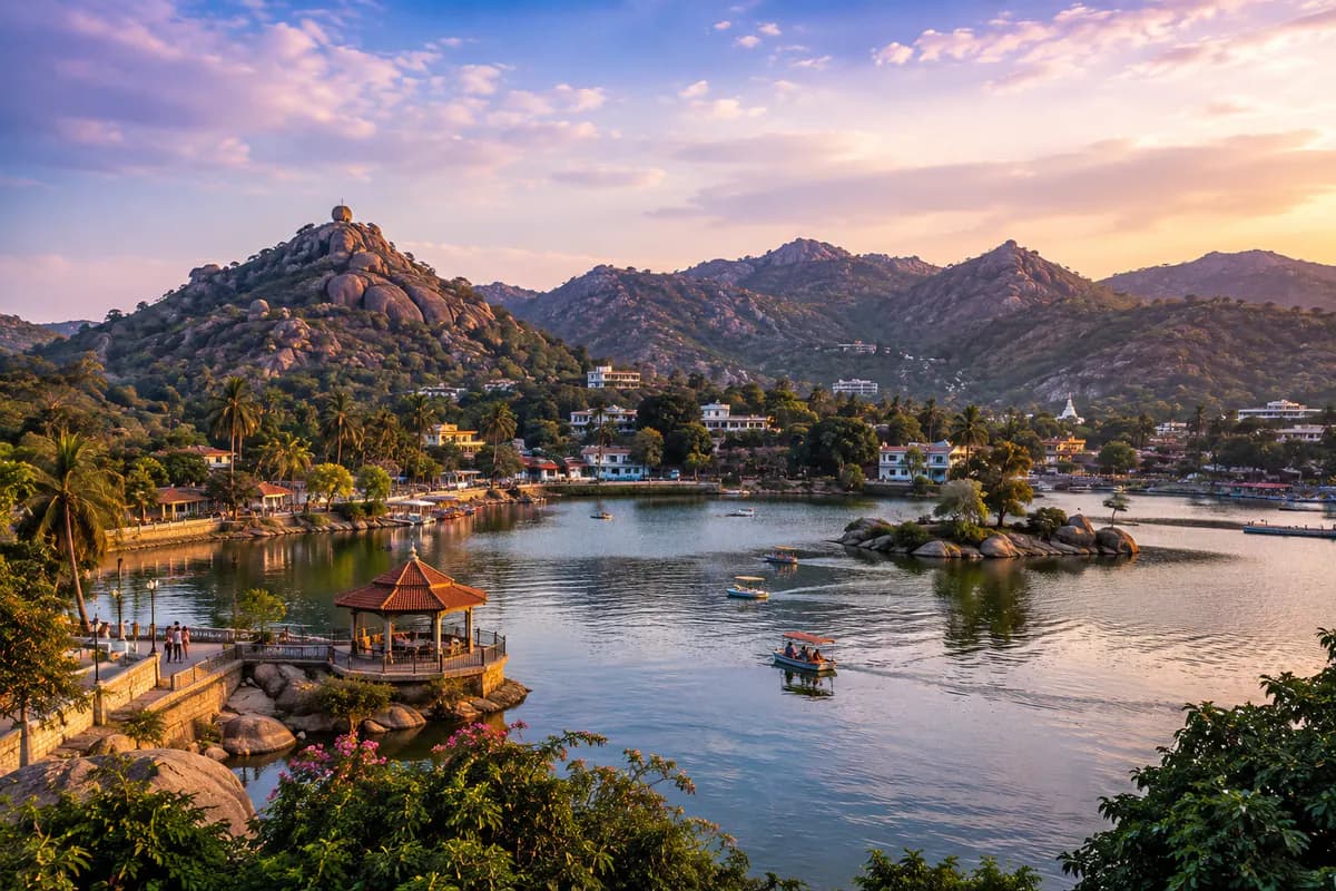 Mount Abu lake and the surrounding Aravalli hills